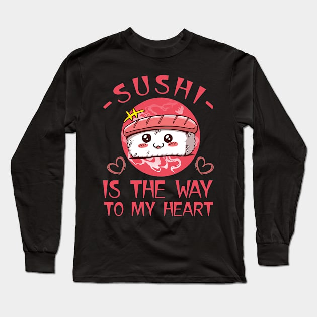 Sushi Way Hearts Love Japanese Cuisine Nigiri Long Sleeve T-Shirt by Print-Dinner